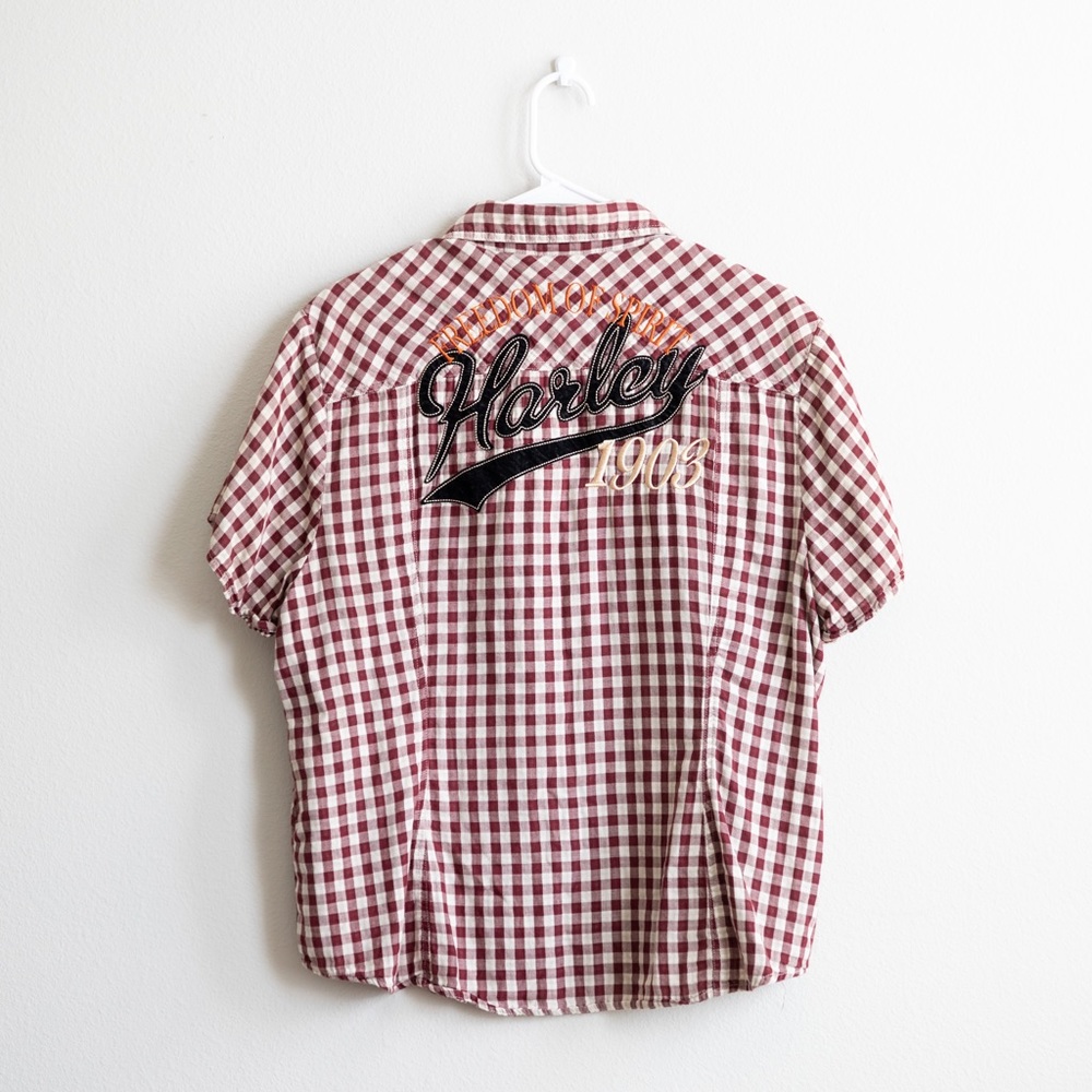 Vintage Harley Davidson Gingham Button Down | 2XL